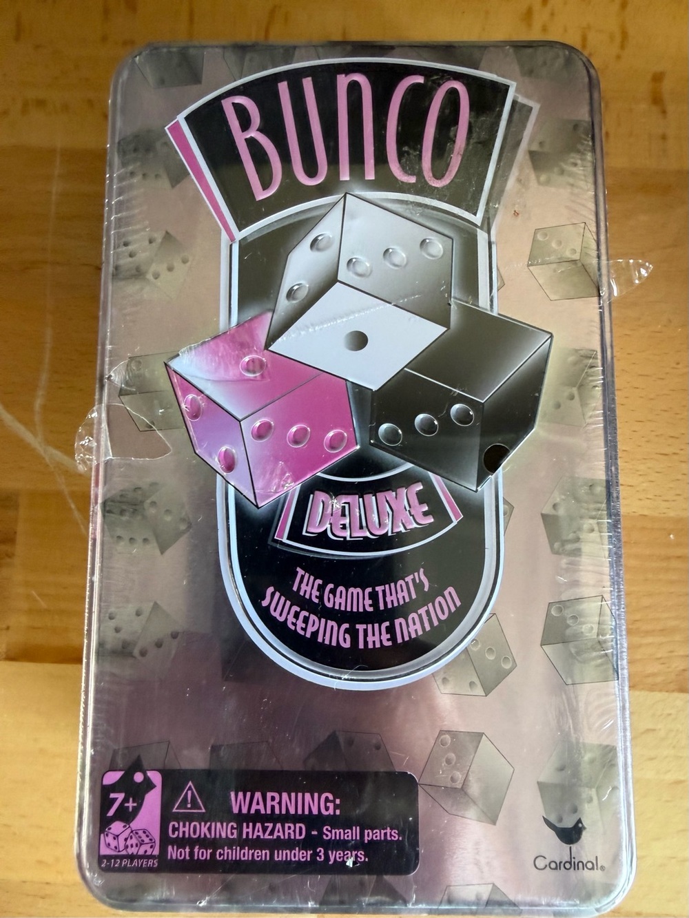 Bunco Deluxe Tin Game by Cardinal - Pink, Silver, Black